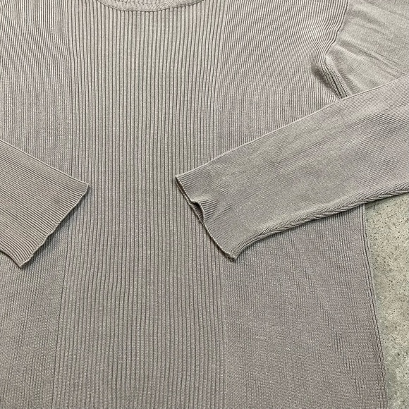 Essendi 100% Silk Ribbed Mock Neck Sweater Gray - Picture 2 of 8